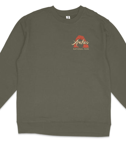 Arches National Park Midweight Crewneck Graphic Sweatshirt - Unisex Outdoor Pullover