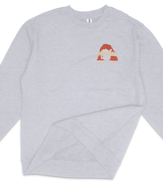 Arches National Park Midweight Crewneck Graphic Sweatshirt - Unisex Outdoor Pullover