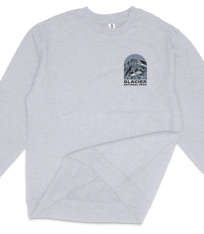 Glacier National Park Midweight Crewneck Graphic Sweatshirt - Unisex Outdoor Pullover