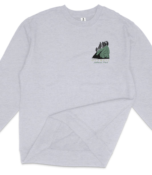 Olympic National Park Midweight Crewneck Graphic Sweatshirt - Unisex Outdoor Pullover