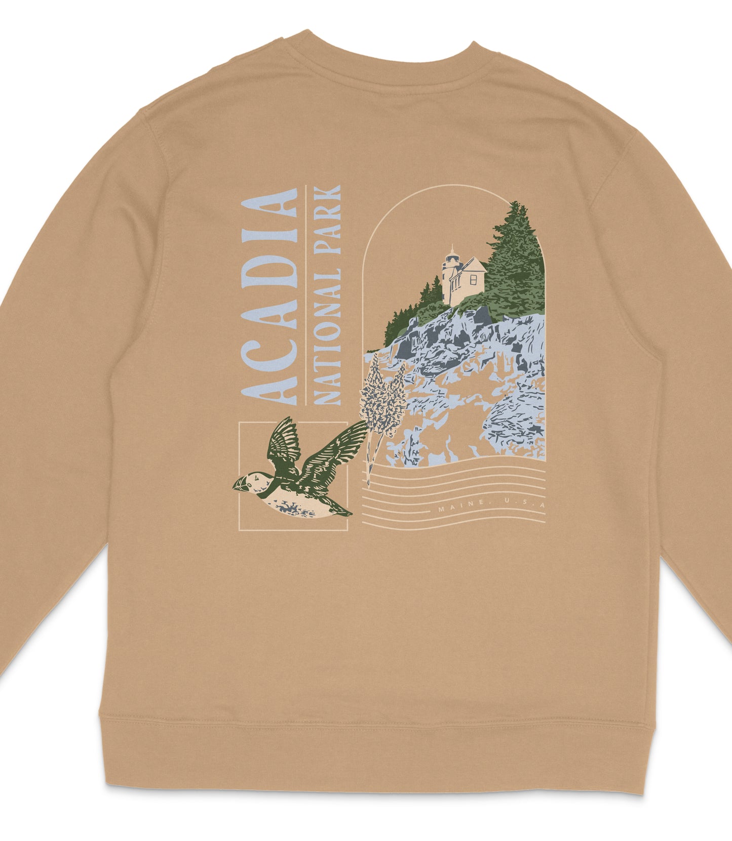 Acadia National Park Midweight Crewneck Graphic Sweatshirt - Unisex Outdoor Pullover