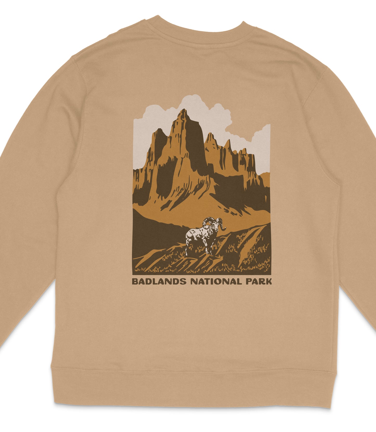 Badlands National Park Midweight Crewneck Graphic Sweatshirt - Unisex Outdoor Pullover