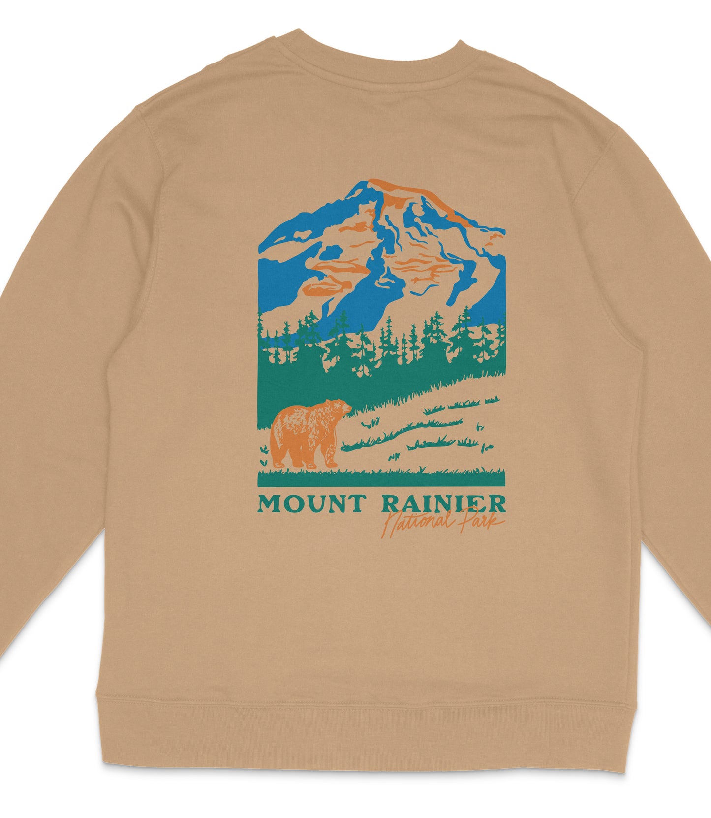 Mount Rainier National Park Midweight Crewneck Graphic Sweatshirt - Unisex Outdoor Pullover