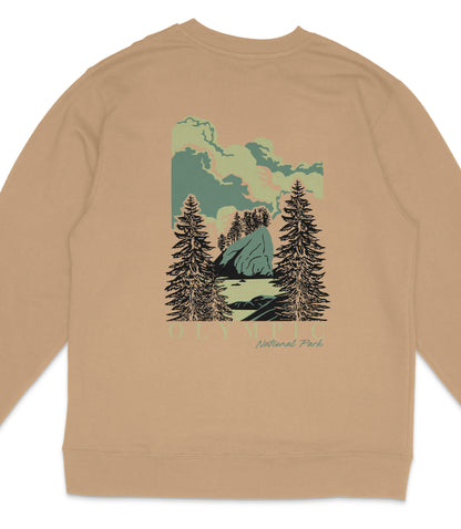 Olympic National Park Midweight Crewneck Graphic Sweatshirt - Unisex Outdoor Pullover
