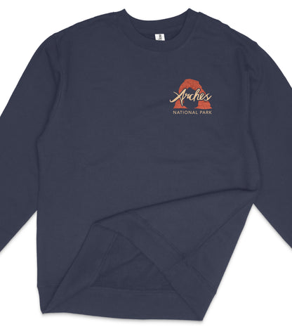 Arches National Park Midweight Crewneck Graphic Sweatshirt - Unisex Outdoor Pullover