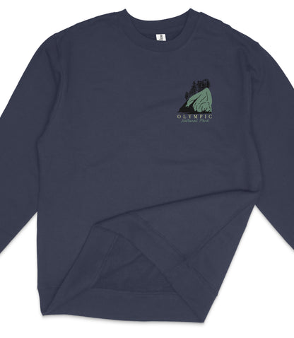 Olympic National Park Midweight Crewneck Graphic Sweatshirt - Unisex Outdoor Pullover