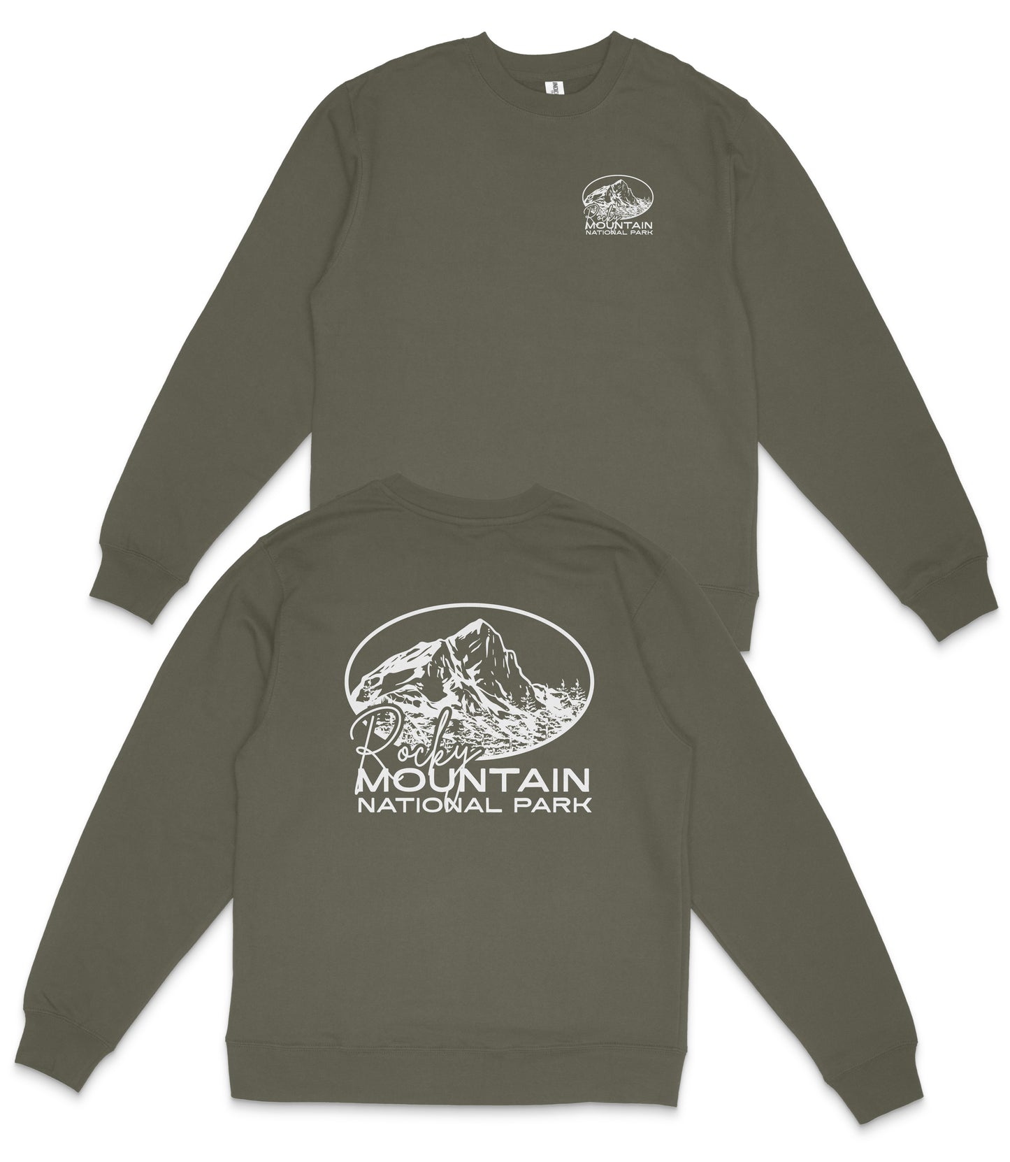 Rocky Mountain National Park Midweight Crewneck Graphic Sweatshirt - Unisex Outdoor Pullover