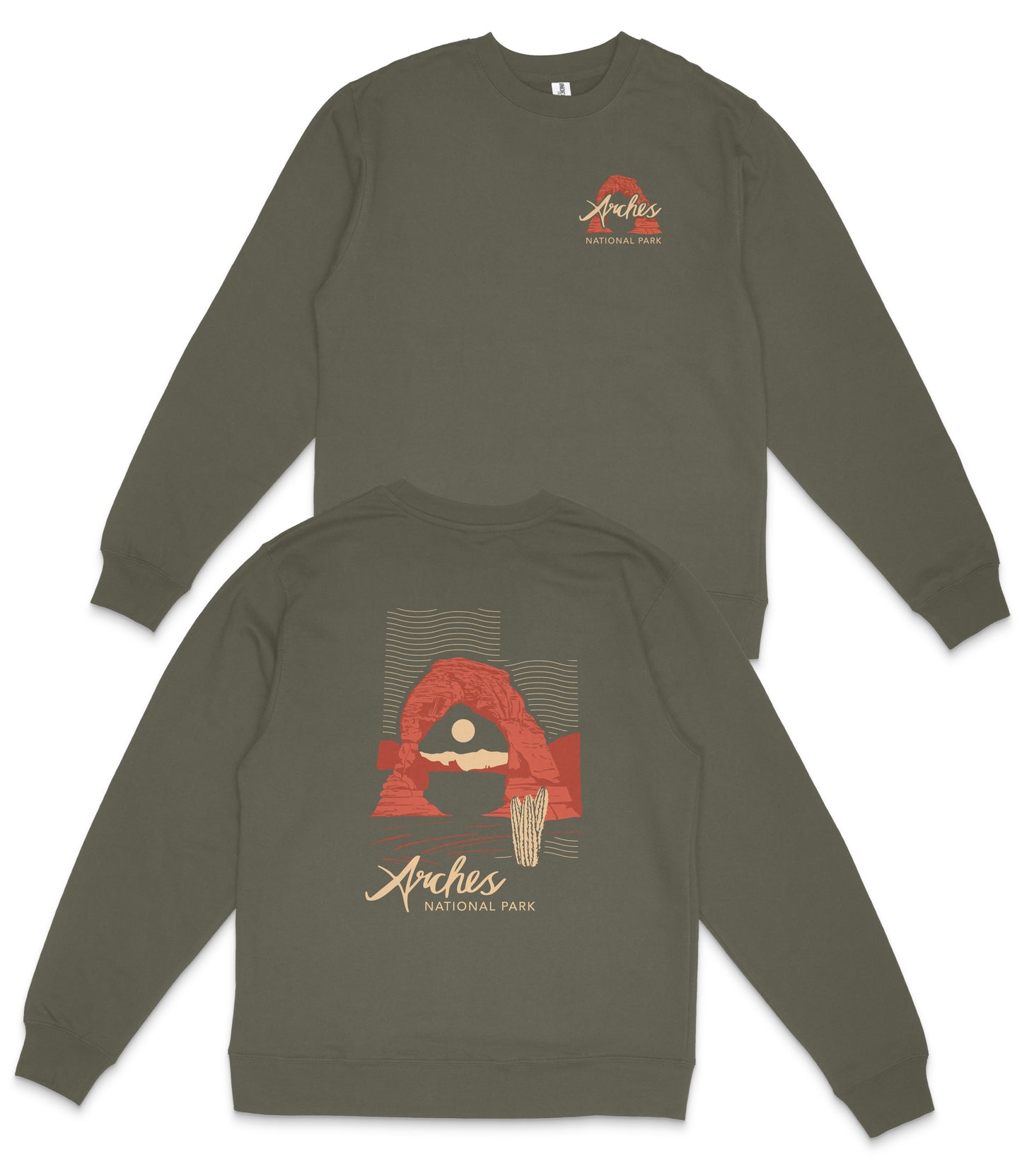 Arches National Park Midweight Crewneck Graphic Sweatshirt - Unisex Outdoor Pullover