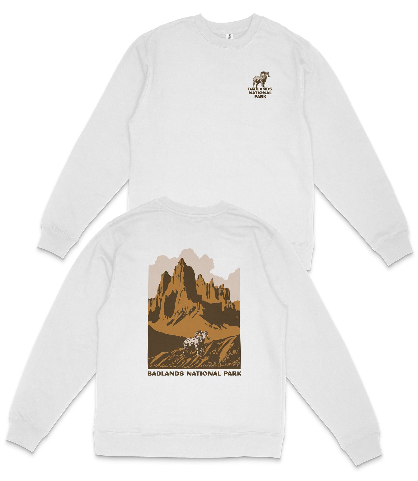 Badlands National Park Midweight Crewneck Graphic Sweatshirt - Unisex Outdoor Pullover