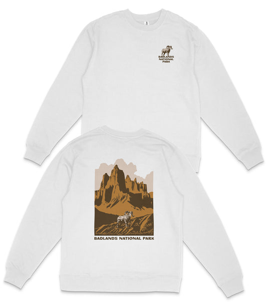 Badlands National Park Midweight Crewneck Graphic Sweatshirt - Unisex Outdoor Pullover