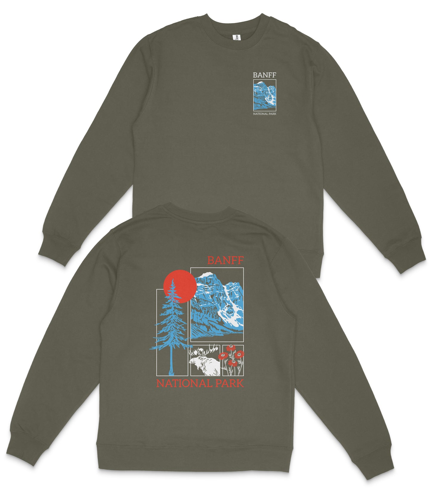 Banff National Park Midweight Crewneck Graphic Sweatshirt - Unisex Outdoor Pullover