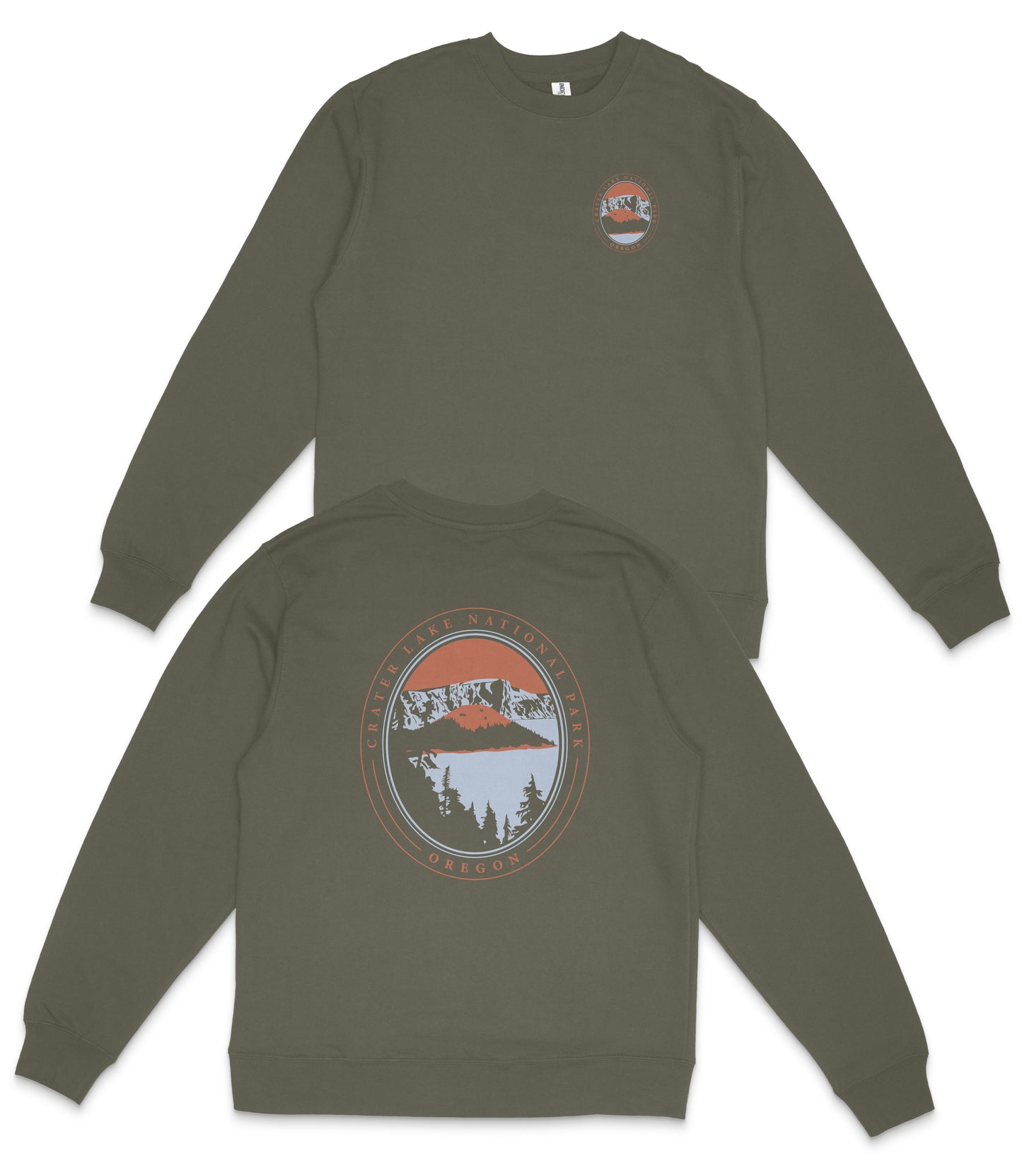 Crater Lake National Park Midweight Crewneck Graphic Sweatshirt - Unisex Outdoor Pullover