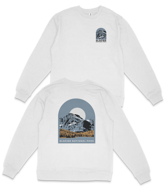Glacier National Park Midweight Crewneck Graphic Sweatshirt - Unisex Outdoor Pullover