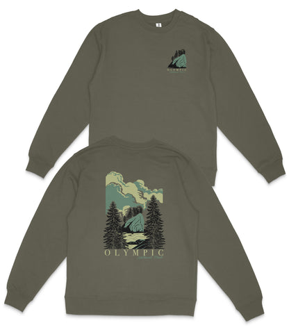 Olympic National Park Midweight Crewneck Graphic Sweatshirt - Unisex Outdoor Pullover