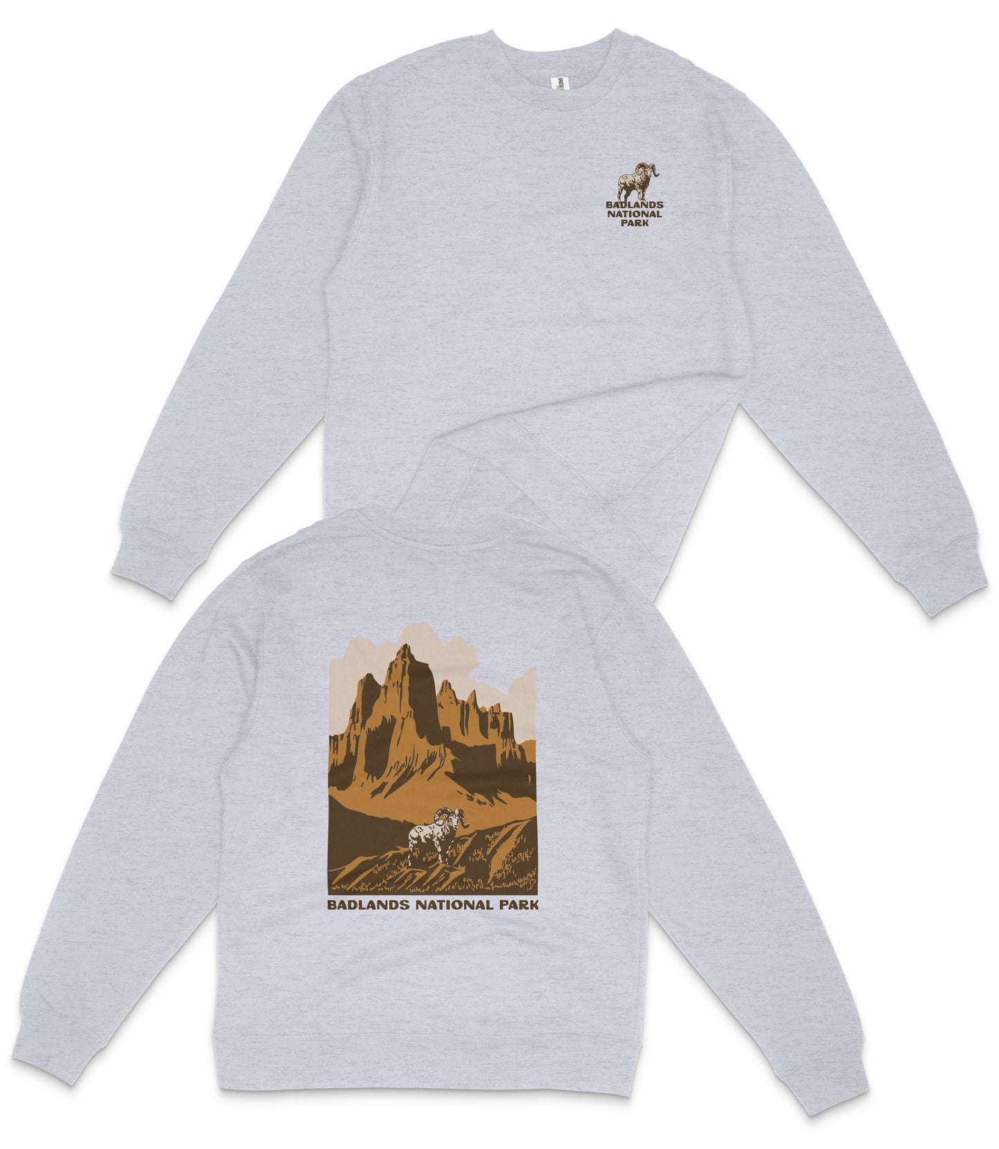 Badlands National Park Midweight Crewneck Graphic Sweatshirt - Unisex Outdoor Pullover
