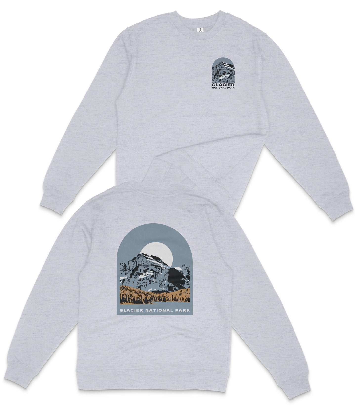 Glacier National Park Midweight Crewneck Graphic Sweatshirt - Unisex Outdoor Pullover