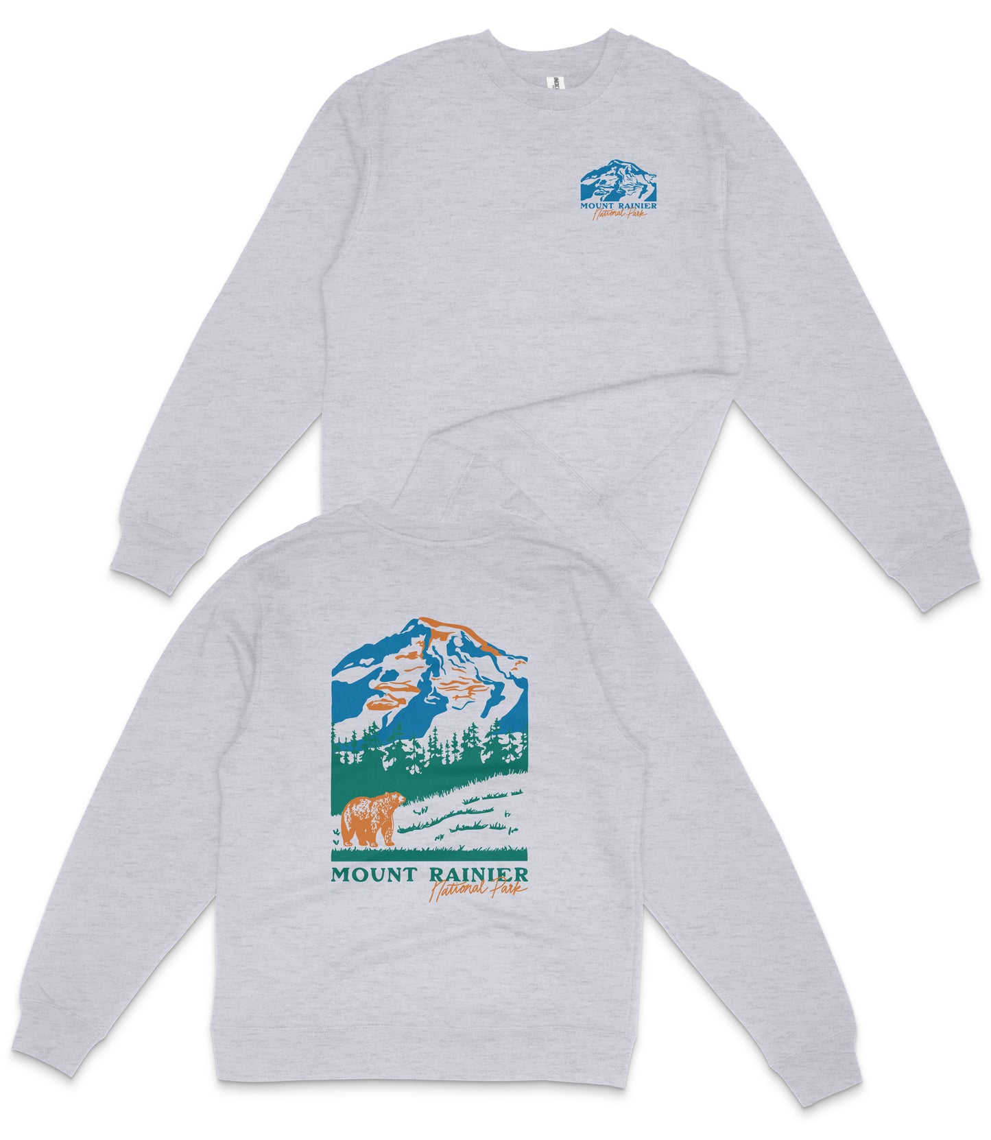 Mount Rainier National Park Midweight Crewneck Graphic Sweatshirt - Unisex Outdoor Pullover