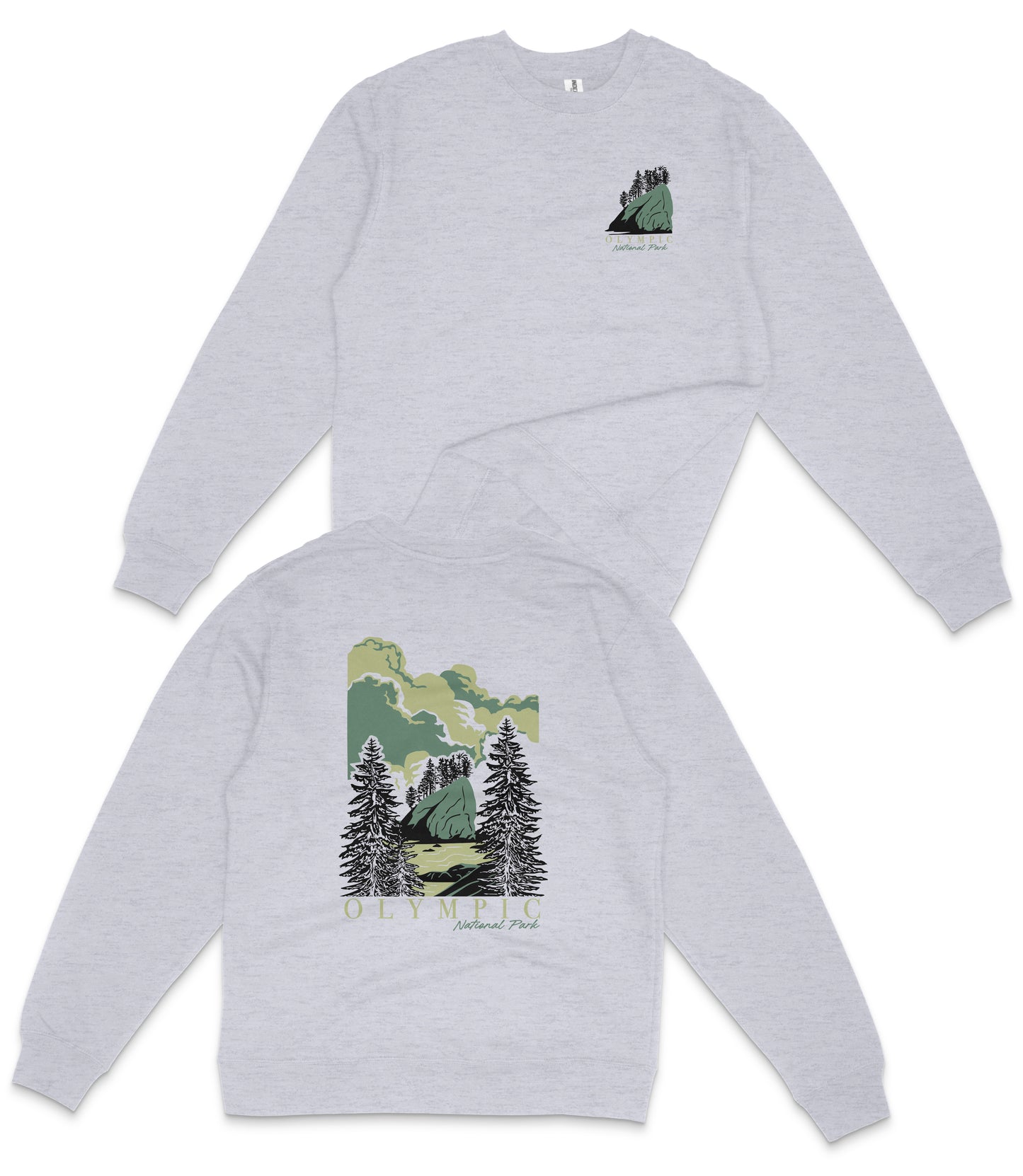 Olympic National Park Midweight Crewneck Graphic Sweatshirt - Unisex Outdoor Pullover