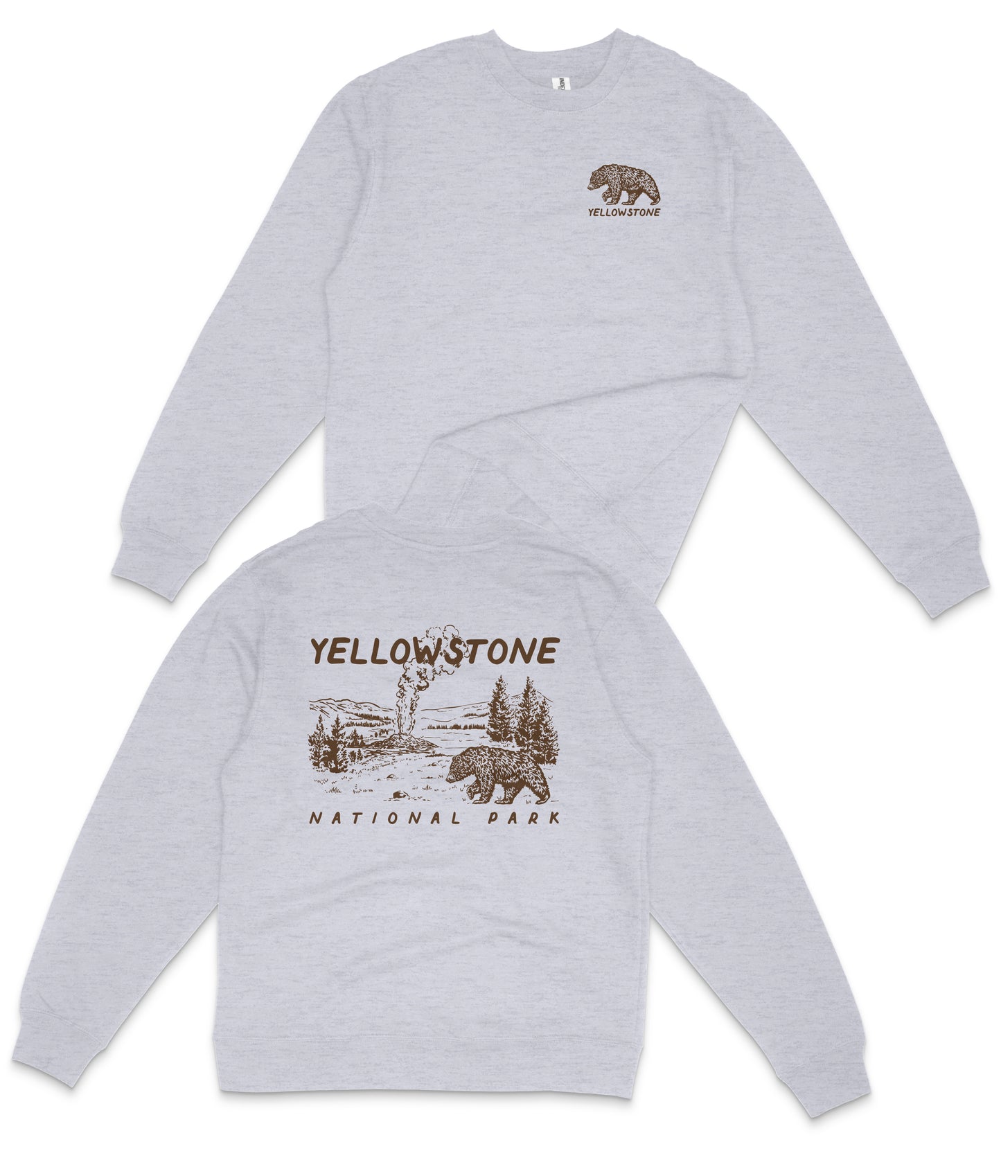Yellowstone National Park Midweight Crewneck Graphic Sweatshirt - Unisex Outdoor Pullover