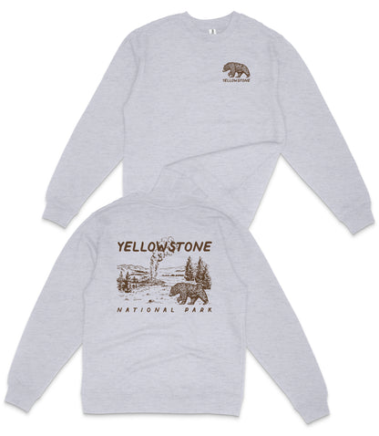 Yellowstone National Park Midweight Crewneck Graphic Sweatshirt - Unisex Outdoor Pullover