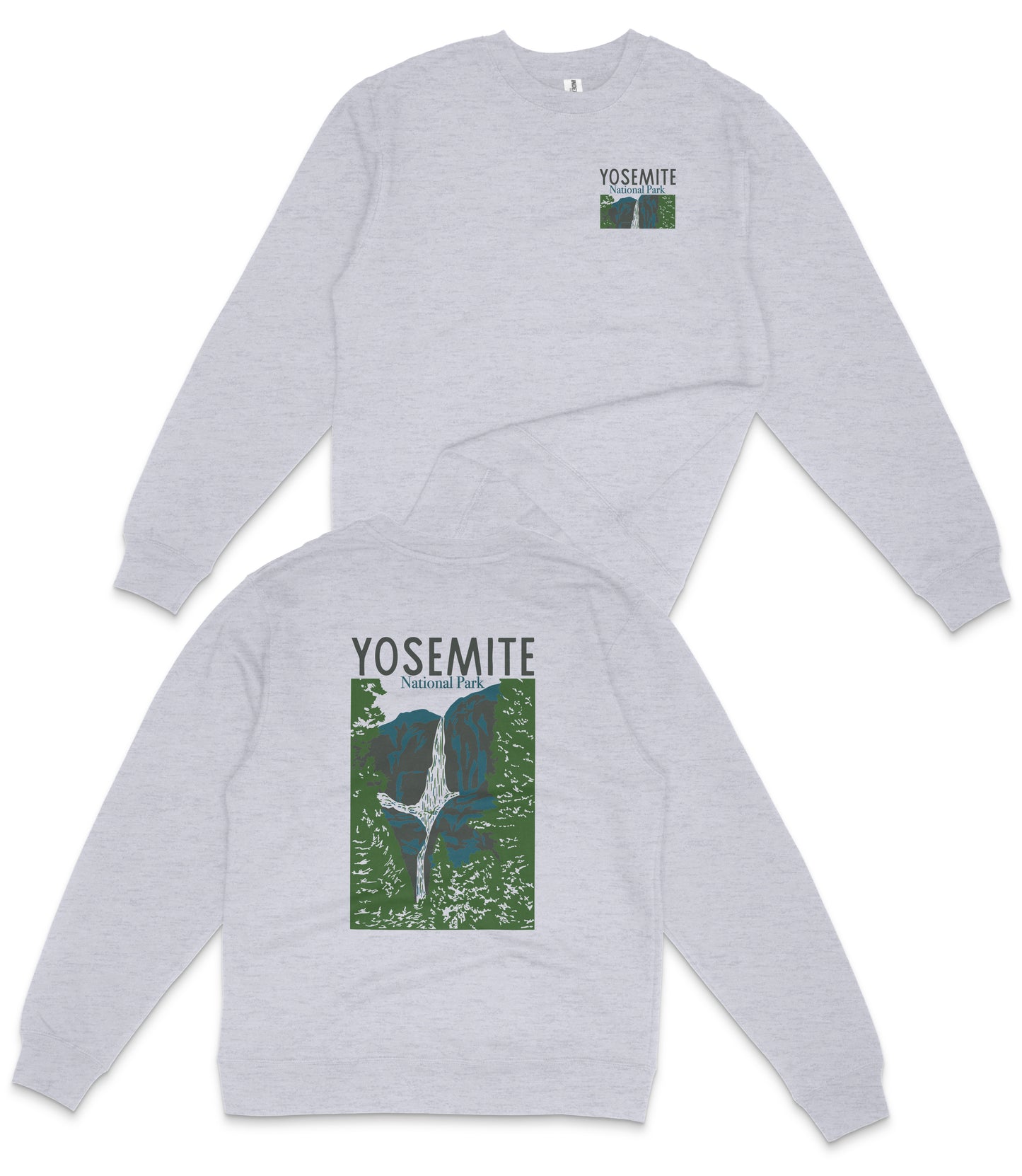 Yosemite National Park Midweight Crewneck Graphic Sweatshirt - Unisex Outdoor Pullover