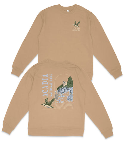 Acadia National Park Midweight Crewneck Graphic Sweatshirt - Unisex Outdoor Pullover