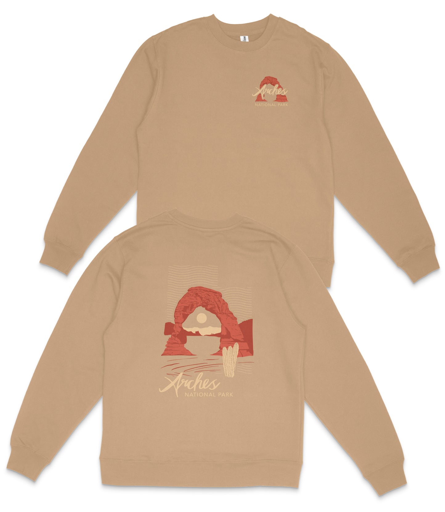 Arches National Park Midweight Crewneck Graphic Sweatshirt - Unisex Outdoor Pullover
