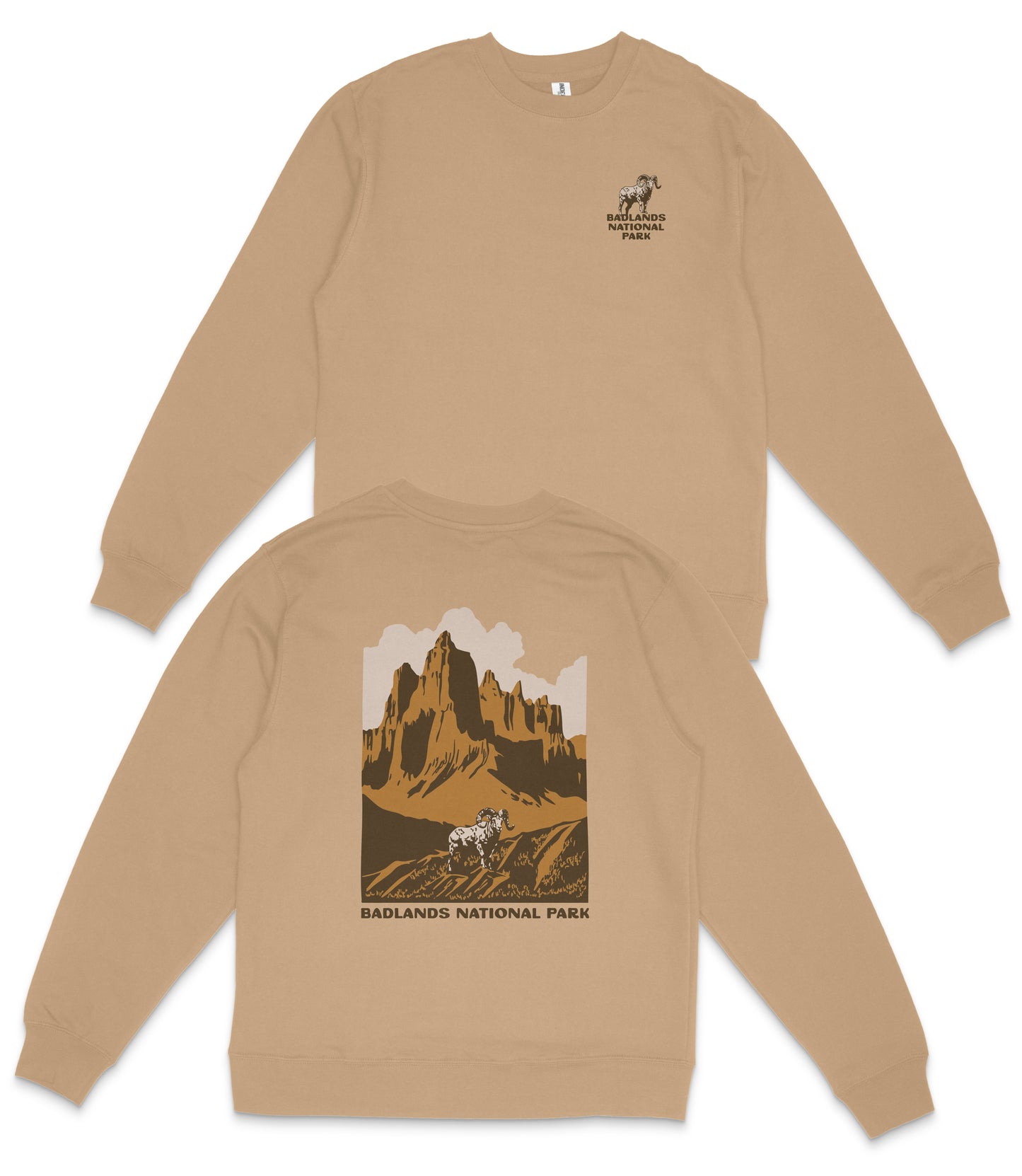 Badlands National Park Midweight Crewneck Graphic Sweatshirt - Unisex Outdoor Pullover