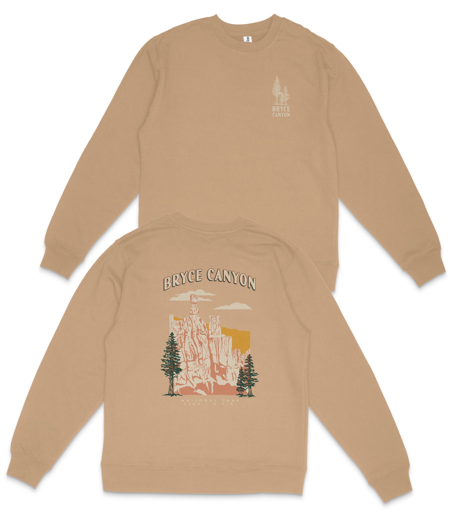 Bryce Canyon National Park Midweight Crewneck Graphic Sweatshirt - Unisex Outdoor Pullover