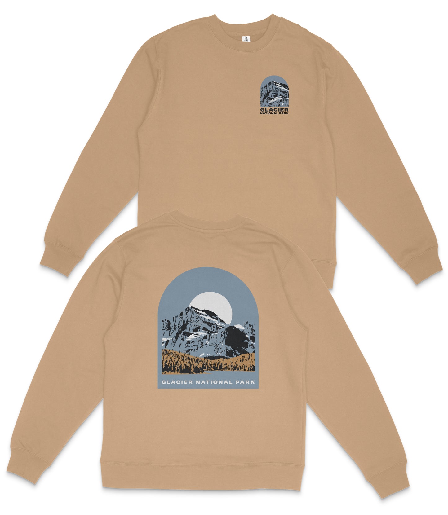 Glacier National Park Midweight Crewneck Graphic Sweatshirt - Unisex Outdoor Pullover