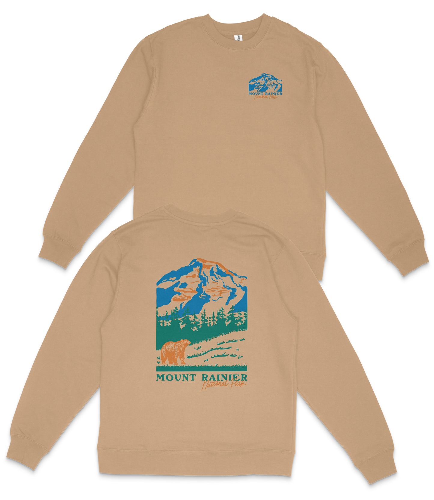 Mount Rainier National Park Midweight Crewneck Graphic Sweatshirt - Unisex Outdoor Pullover
