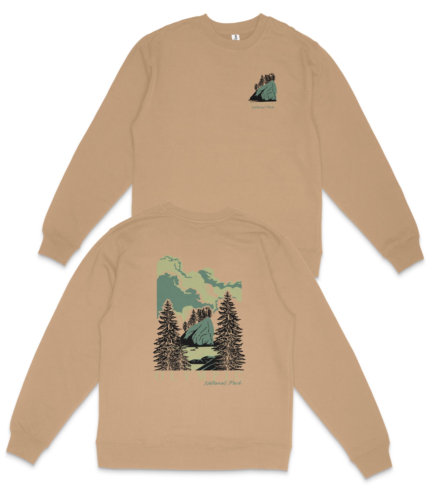 Olympic National Park Midweight Crewneck Graphic Sweatshirt - Unisex Outdoor Pullover