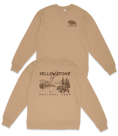 Yellowstone National Park Midweight Crewneck Graphic Sweatshirt - Unisex Outdoor Pullover