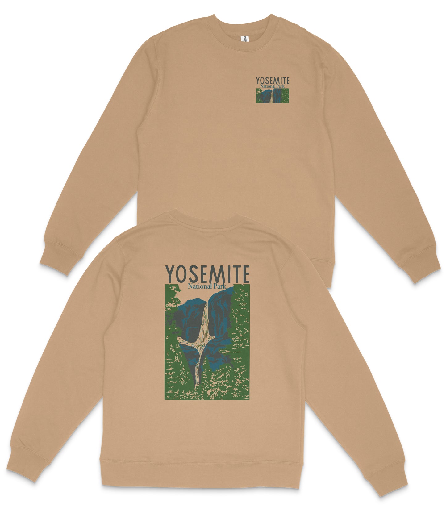 Yosemite National Park Midweight Crewneck Graphic Sweatshirt - Unisex Outdoor Pullover