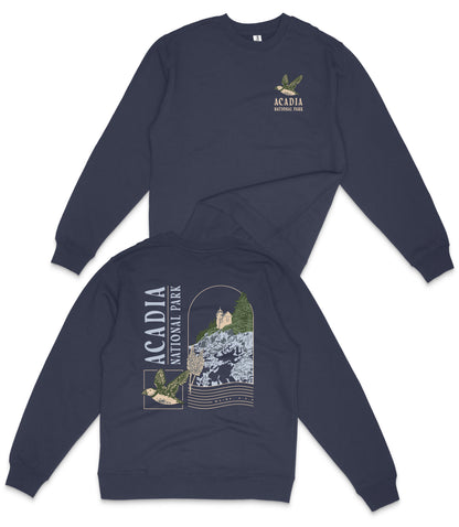 Acadia National Park Midweight Crewneck Graphic Sweatshirt - Unisex Outdoor Pullover