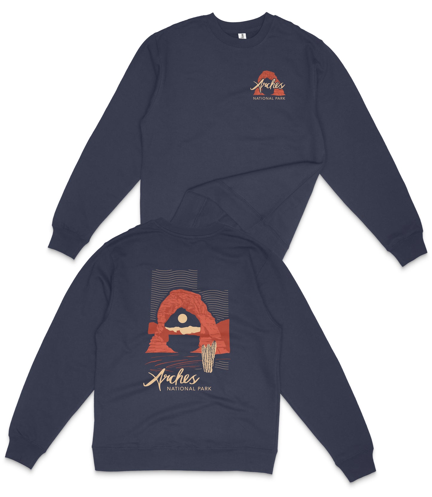 Arches National Park Midweight Crewneck Graphic Sweatshirt - Unisex Outdoor Pullover