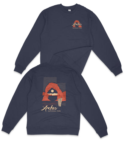 Arches National Park Midweight Crewneck Graphic Sweatshirt - Unisex Outdoor Pullover