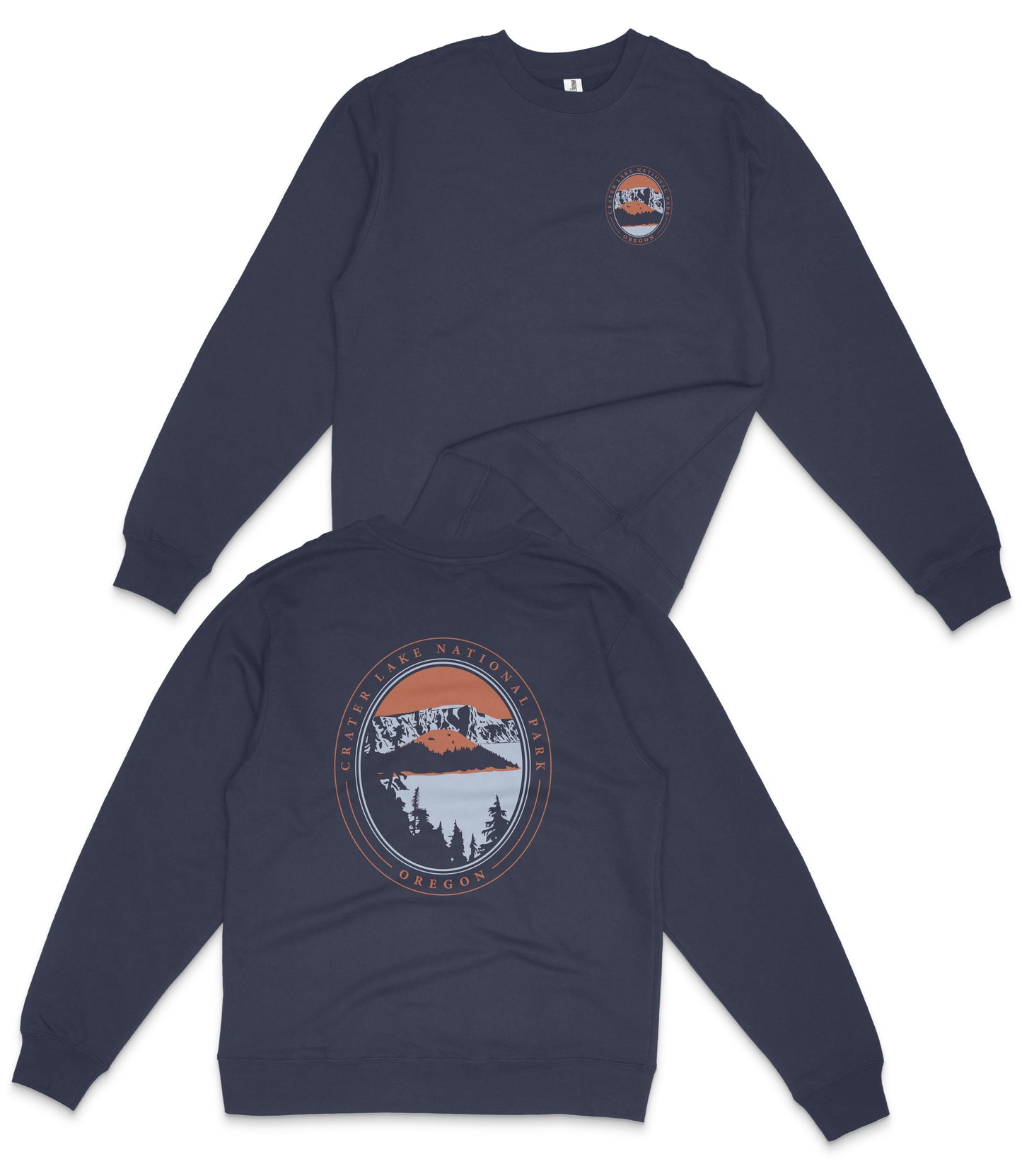 Crater Lake National Park Midweight Crewneck Graphic Sweatshirt - Unisex Outdoor Pullover