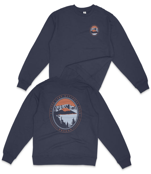 Crater Lake National Park Midweight Crewneck Graphic Sweatshirt - Unisex Outdoor Pullover
