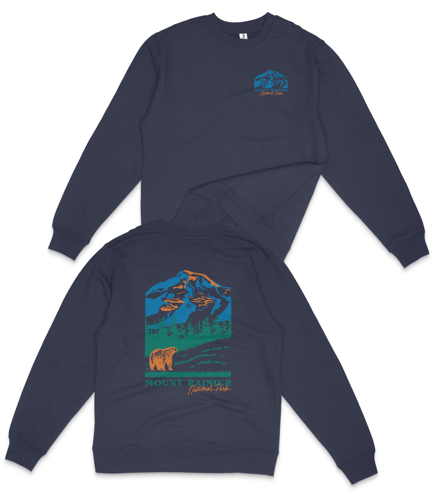 Mount Rainier National Park Midweight Crewneck Graphic Sweatshirt - Unisex Outdoor Pullover