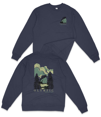 Olympic National Park Midweight Crewneck Graphic Sweatshirt - Unisex Outdoor Pullover
