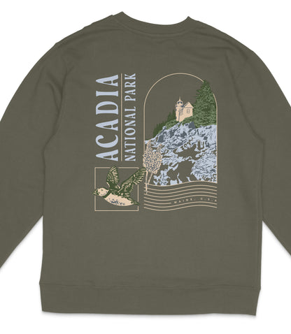 Acadia National Park Midweight Crewneck Graphic Sweatshirt - Unisex Outdoor Pullover
