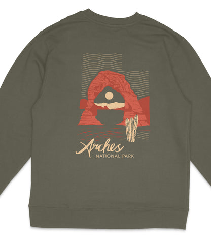 Arches National Park Midweight Crewneck Graphic Sweatshirt - Unisex Outdoor Pullover