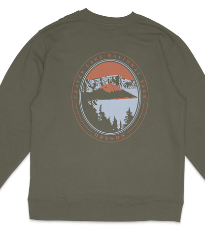 Crater Lake National Park Midweight Crewneck Graphic Sweatshirt - Unisex Outdoor Pullover
