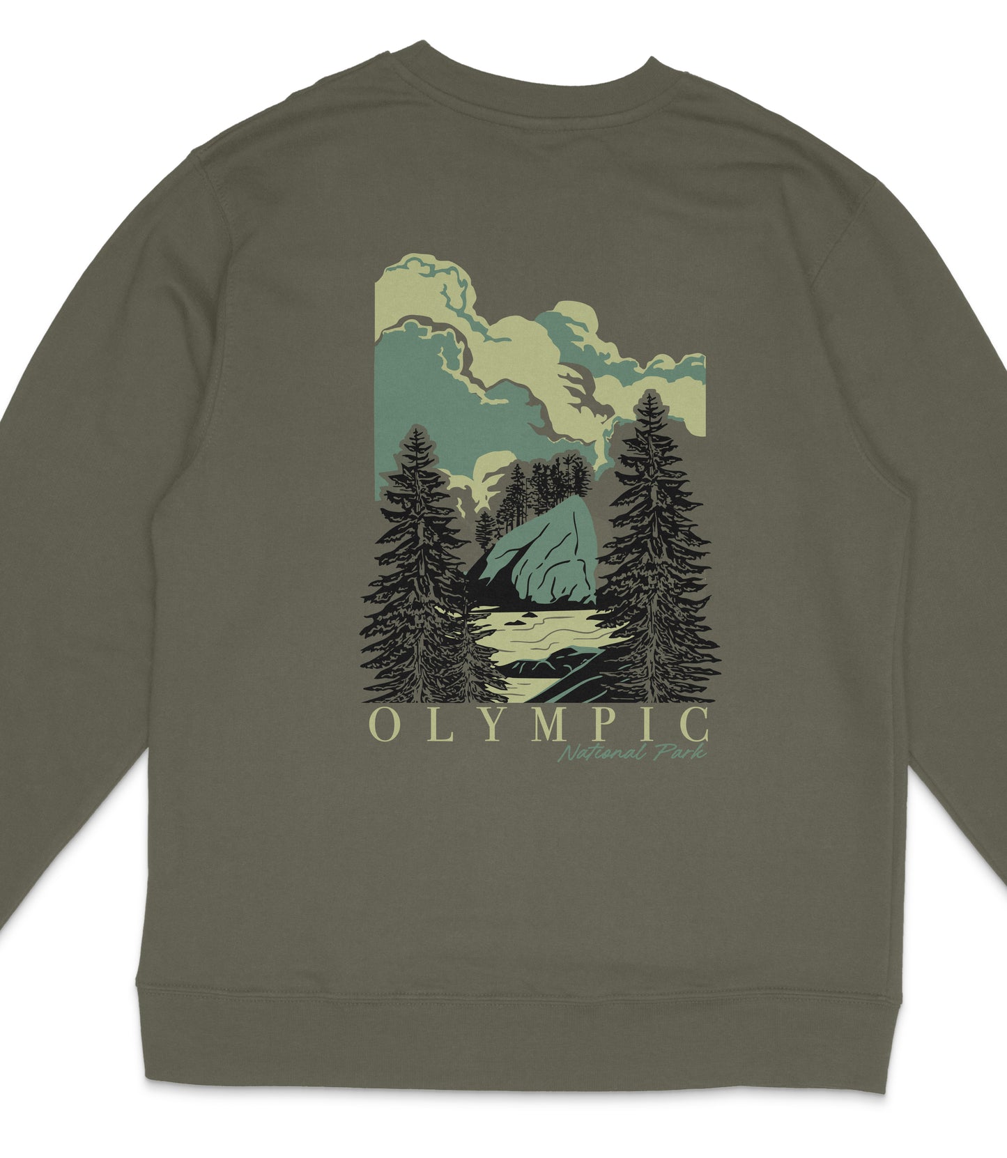 Olympic National Park Midweight Crewneck Graphic Sweatshirt - Unisex Outdoor Pullover