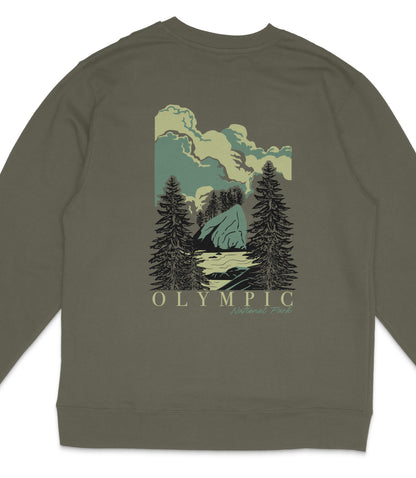 Olympic National Park Midweight Crewneck Graphic Sweatshirt - Unisex Outdoor Pullover