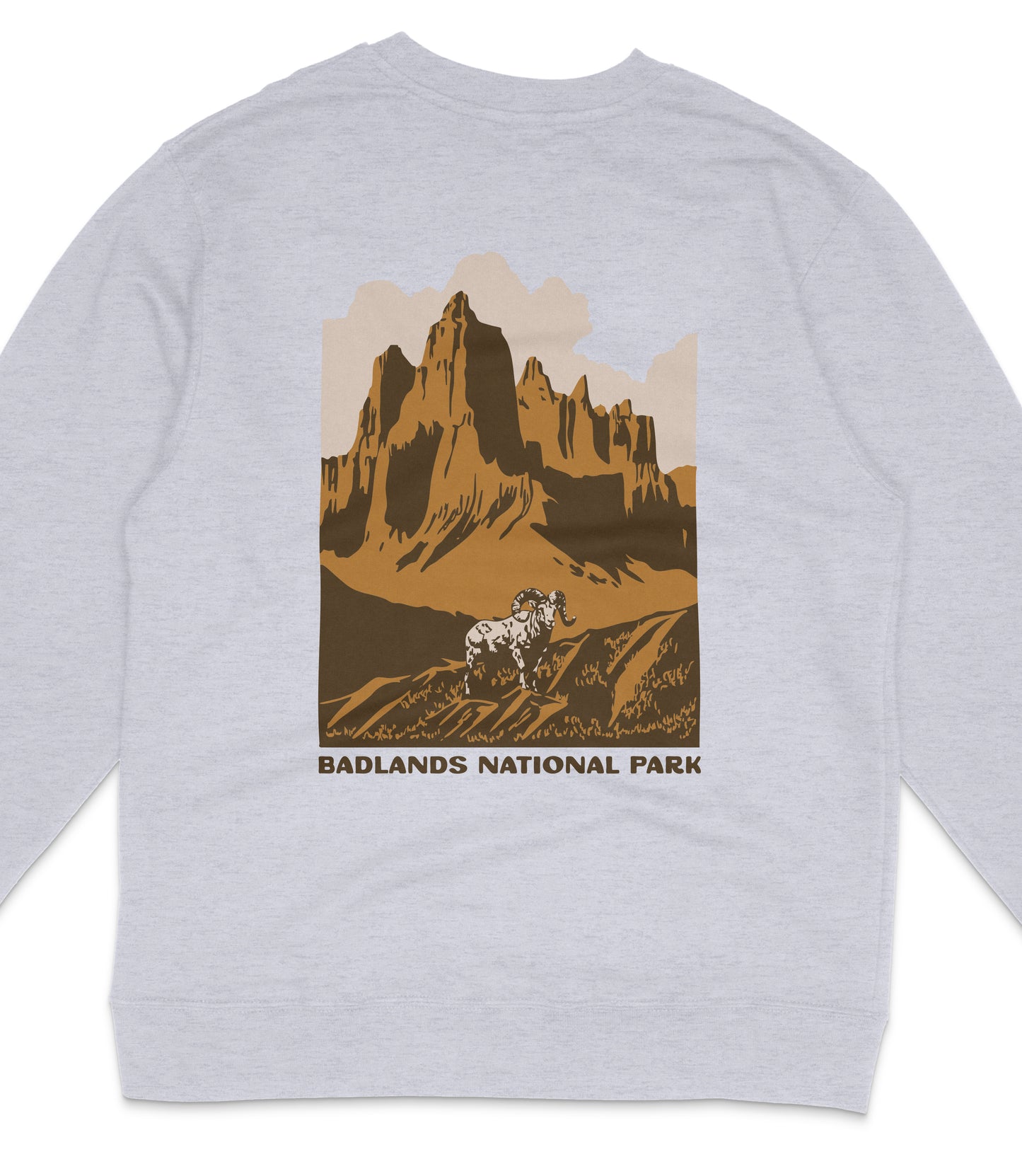 Badlands National Park Midweight Crewneck Graphic Sweatshirt - Unisex Outdoor Pullover