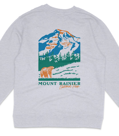 Mount Rainier National Park Midweight Crewneck Graphic Sweatshirt - Unisex Outdoor Pullover