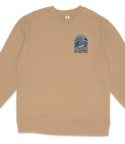 Glacier National Park Midweight Crewneck Graphic Sweatshirt - Unisex Outdoor Pullover