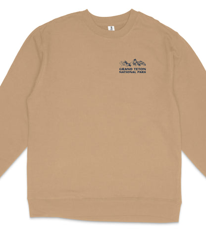 Grand Teton National Park Midweight Crewneck Graphic Sweatshirt - Unisex Outdoor Pullover